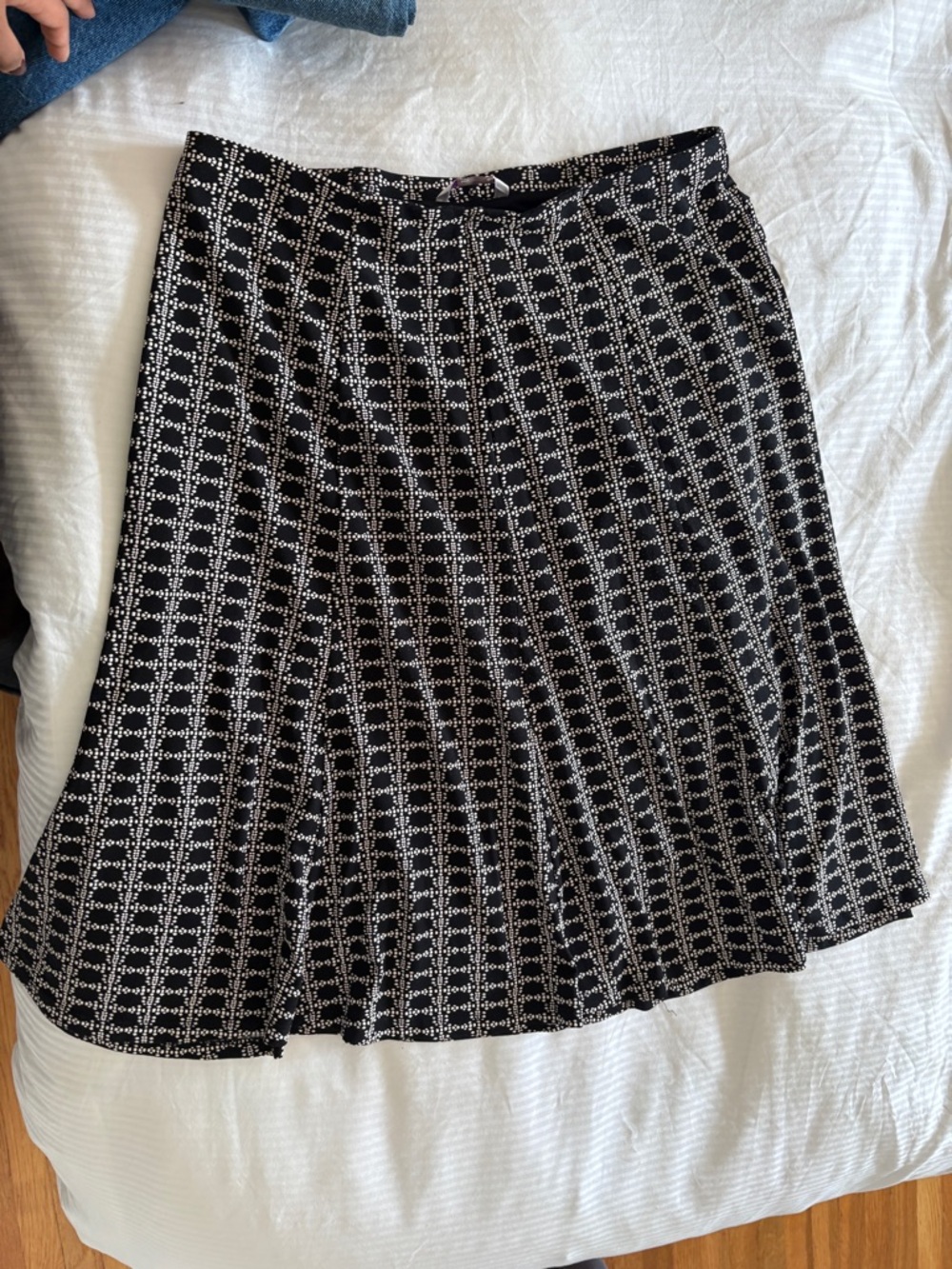 TanJay Black and White Patterned Skater Skirt